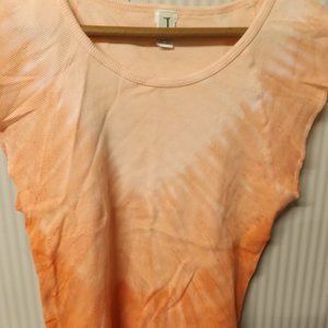 LADIES, SMALL, PINK TIE DYED, SHOR TOP, SHORT SLEEVE, UNISEX,COTTON